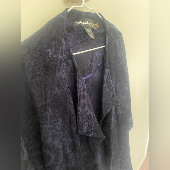 Desigual Blue and Black Tapestry Print Blazer, Size Large - Picture 2 of 3